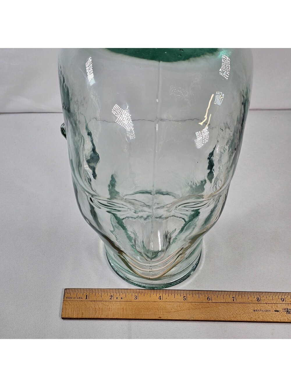 Vintage Light Green Glass Mannequin Head Life Size Hat Wig Display Stand 11.5in - Picture 4 of 9